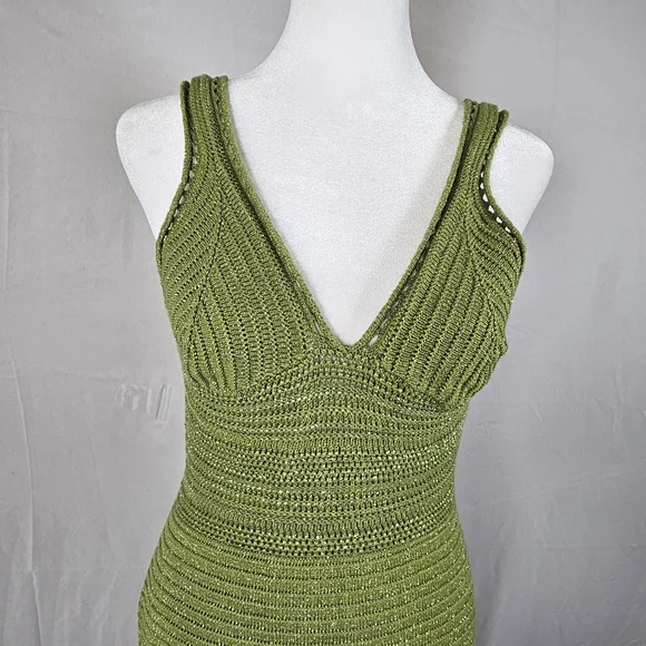 Torn By Ronny Kobo Collection Olive Marl Ribbed V-Neck Midi Dress - Picture 8 of 14